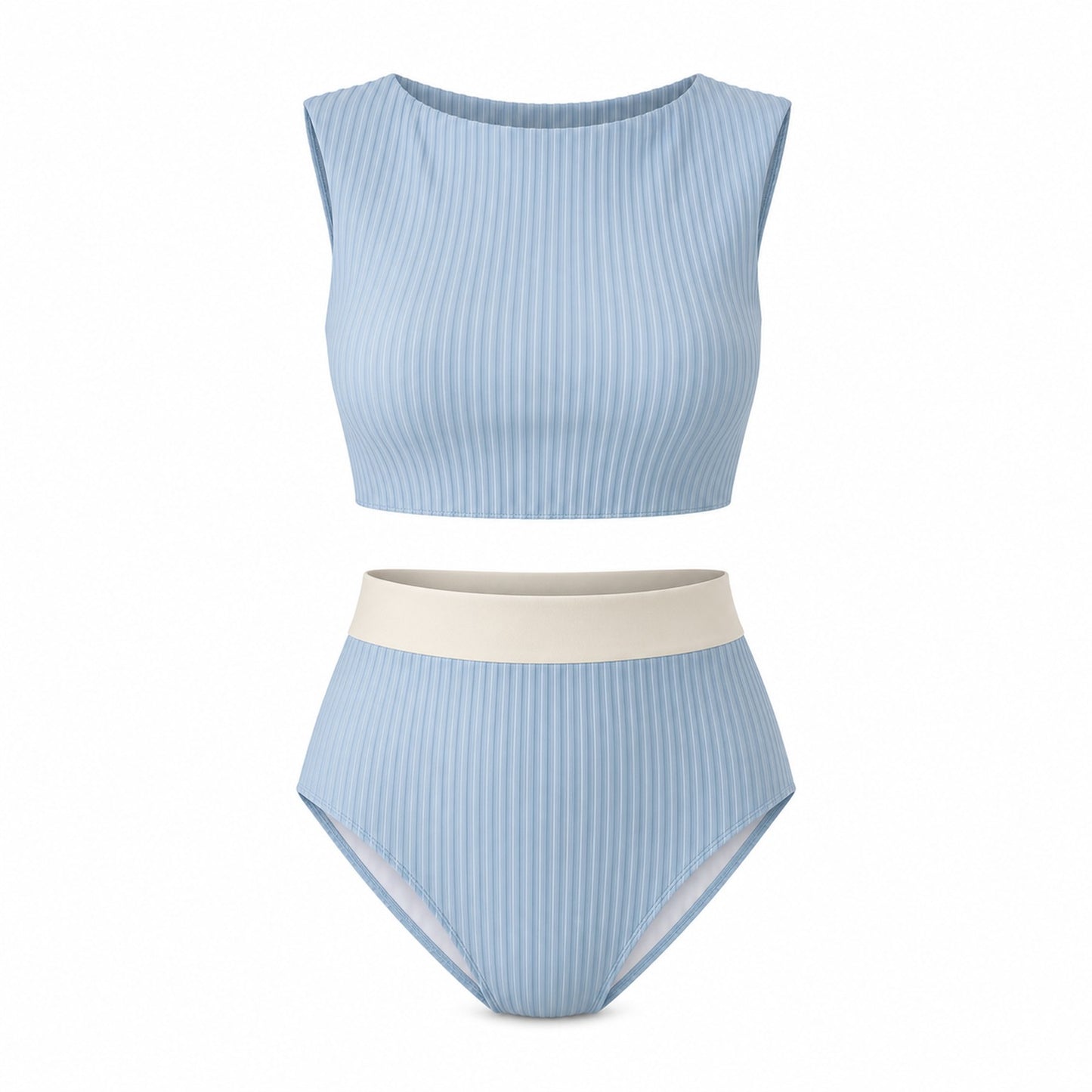 Coast Tempo Capri Blue Ribbed Set close fabric and construction detail