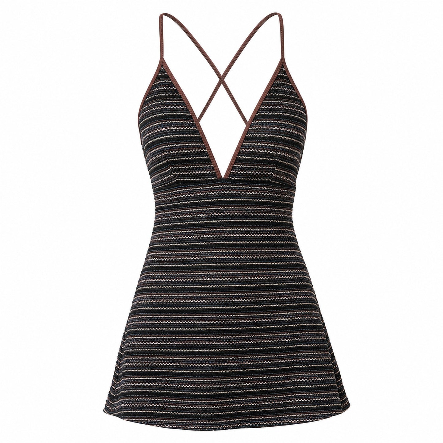 Coast Tempo After Dark Stripe Swim Dress close fabric and construction detail