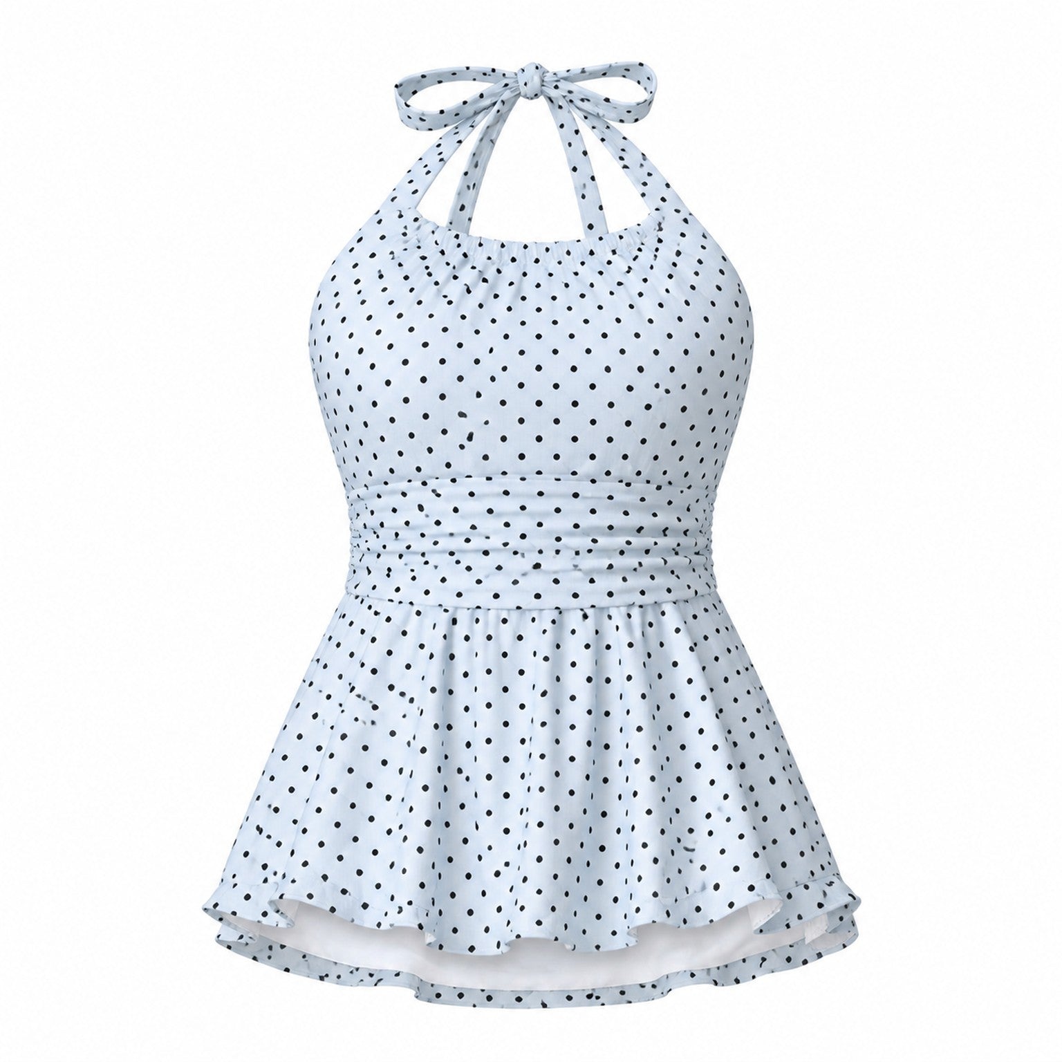 Coast Tempo Blue Fizz Dot Swim Dress close fabric and construction detail