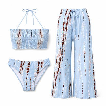 Coast Tempo Coconut Blue Three-Piece Set close fabric and construction detail