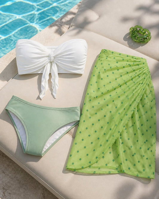 Coast Tempo Garden Dot Three-Piece Set arranged poolside beside clear blue water