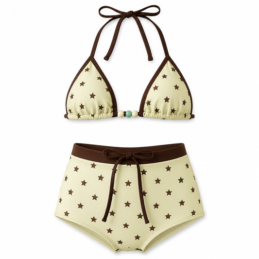 Lemon Star Boyshort Set ghost mannequin product view on white background