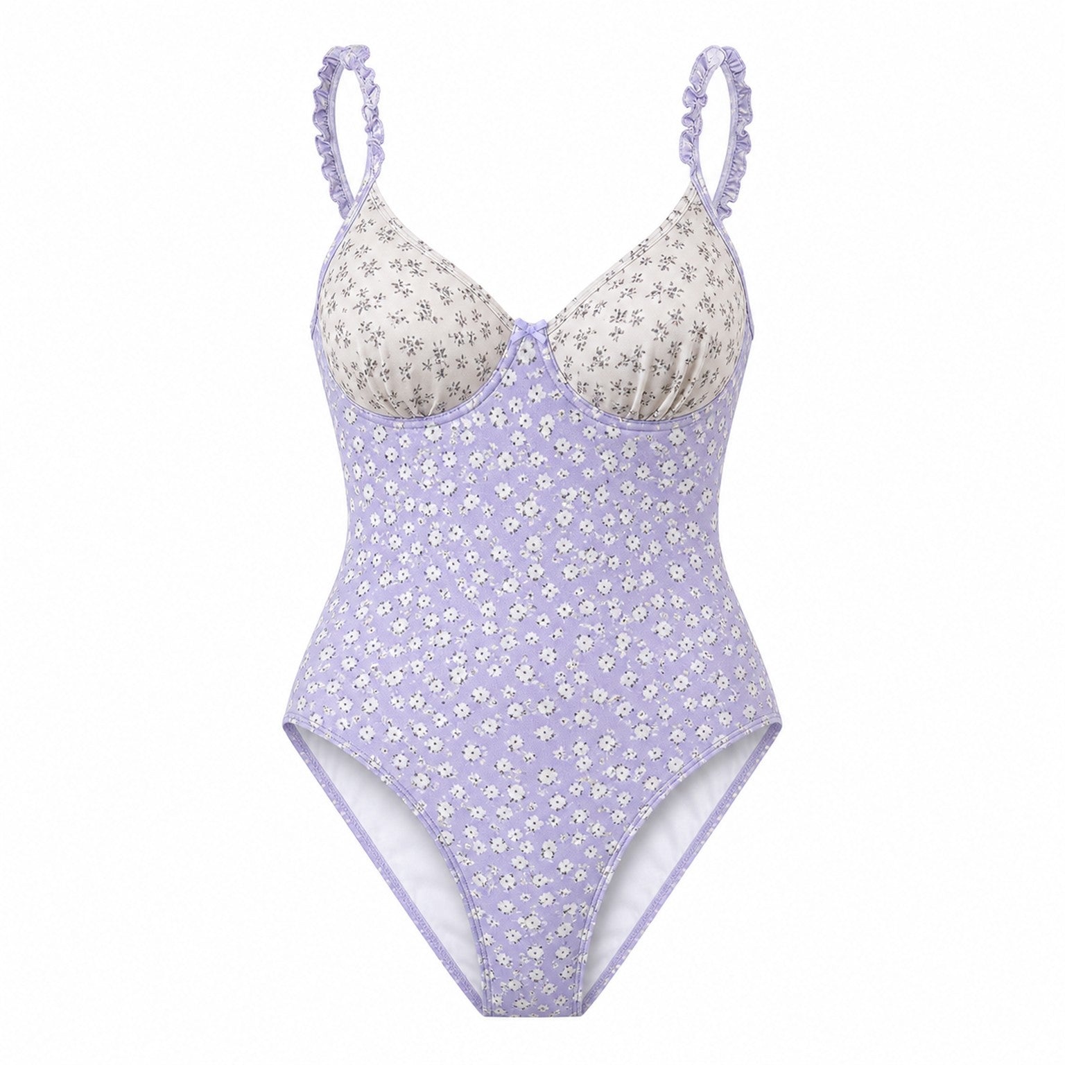 Coast Tempo Lilac Hour Floral One-Piece close fabric and construction detail