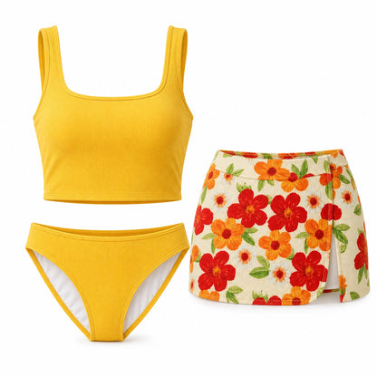 Painted Summer Three-Piece Set ghost mannequin product view on white background