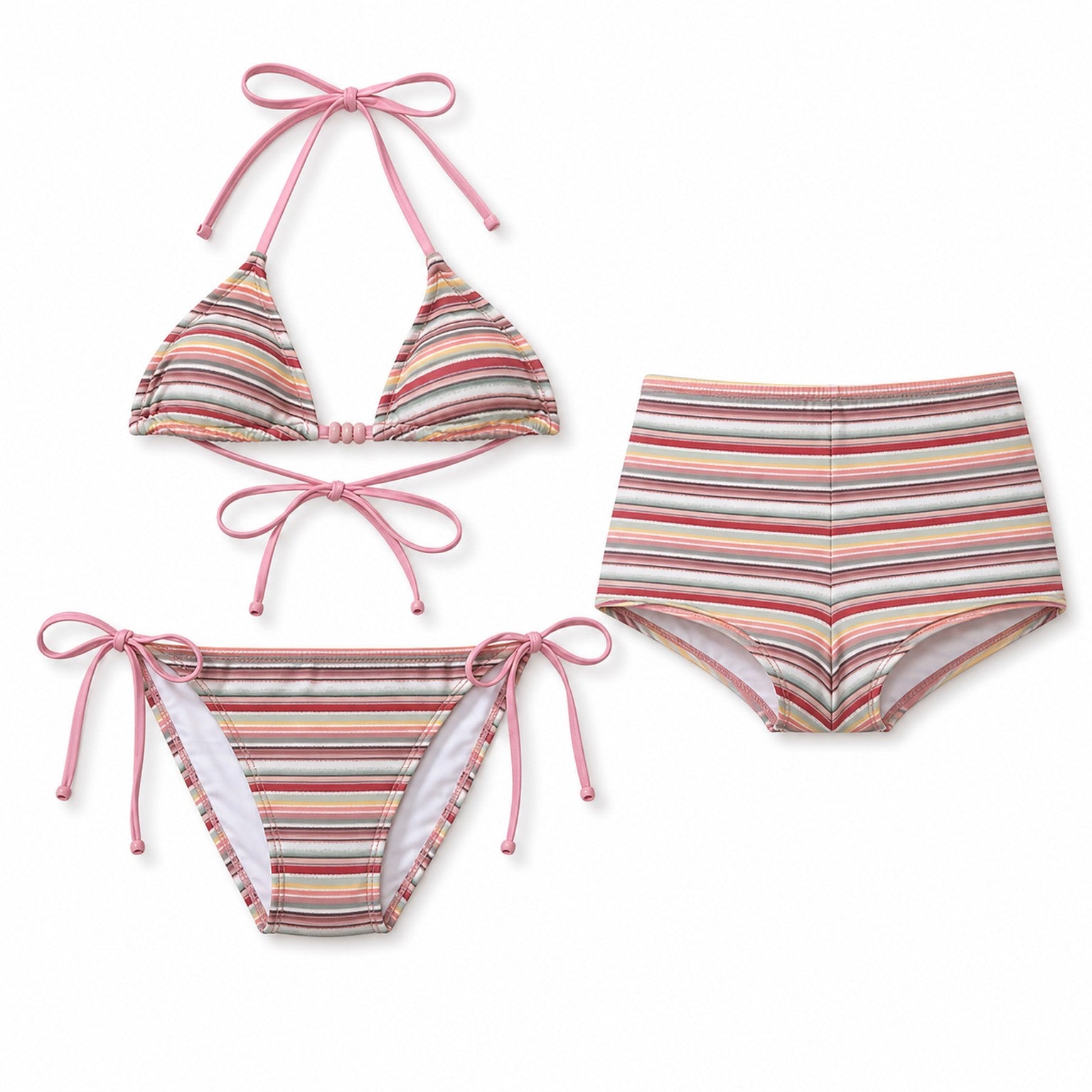 Rainbow Tide Three-Piece Set ghost mannequin product view on white background