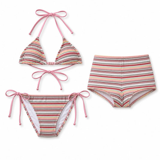 Rainbow Tide Three-Piece Set ghost mannequin product view on white background