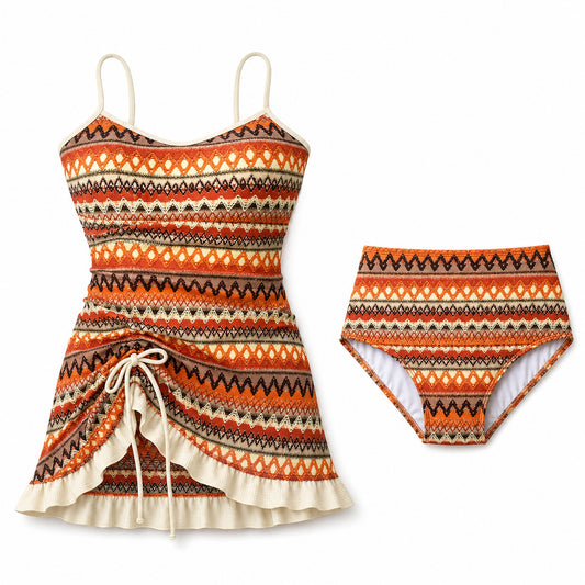 Sienna Coast Swim Dress Set ghost mannequin product view on white background