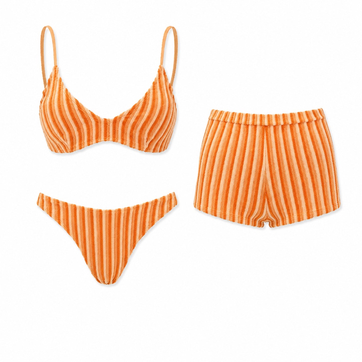 Sunset Stripe Three-Piece Set ghost mannequin product view on white background