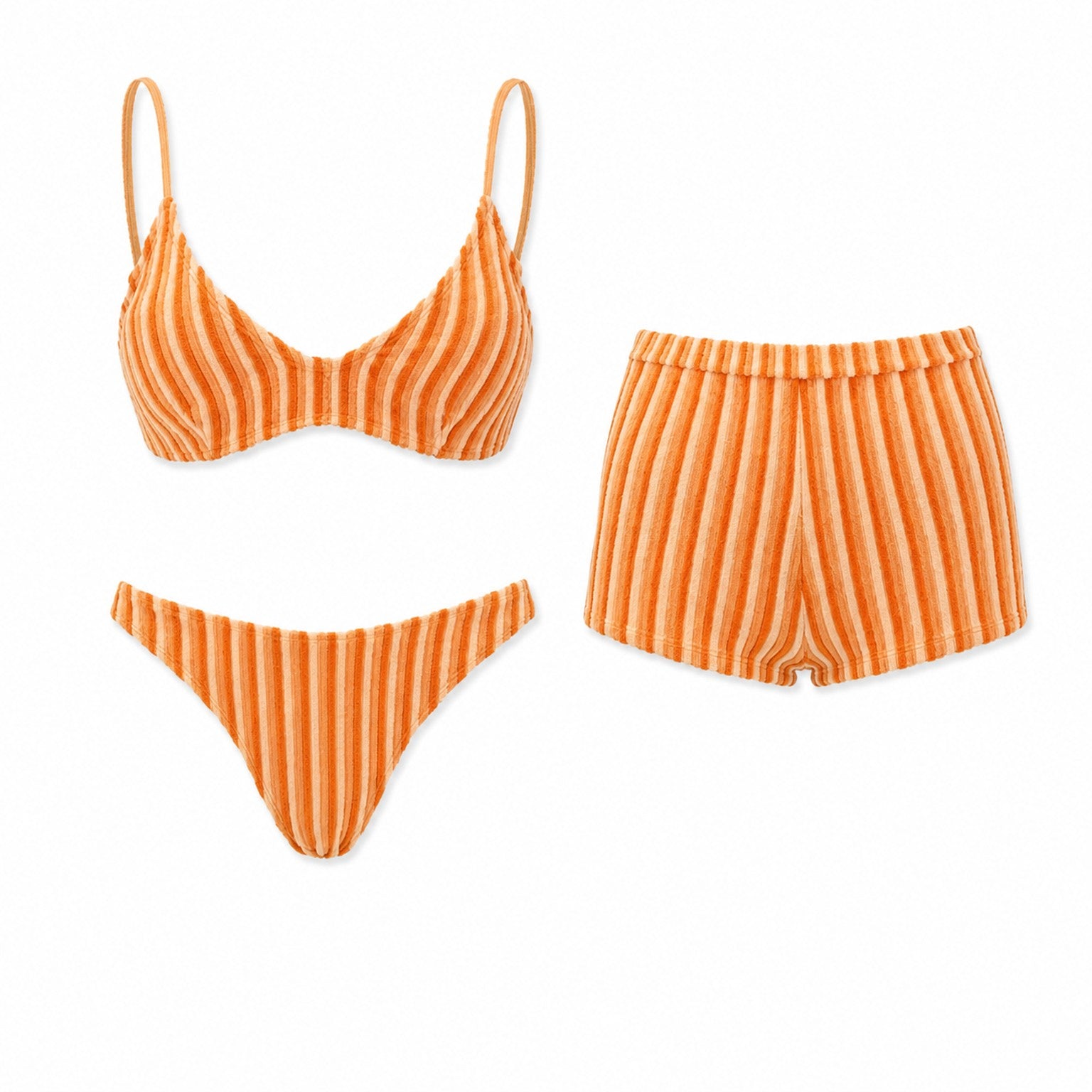 Sunset Stripe Three-Piece Set ghost mannequin product view on white background