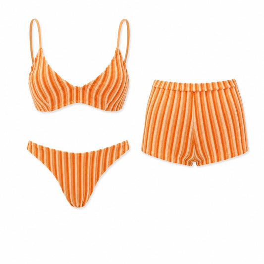 Sunset Stripe Three-Piece Set ghost mannequin product view on white background